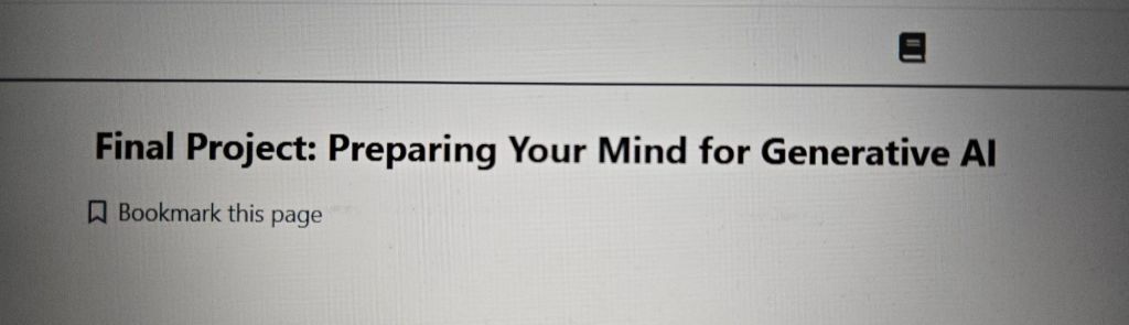 A module in an AI Training course. The module is titled "Final Project: Preparing Your Mind for Generative AI"